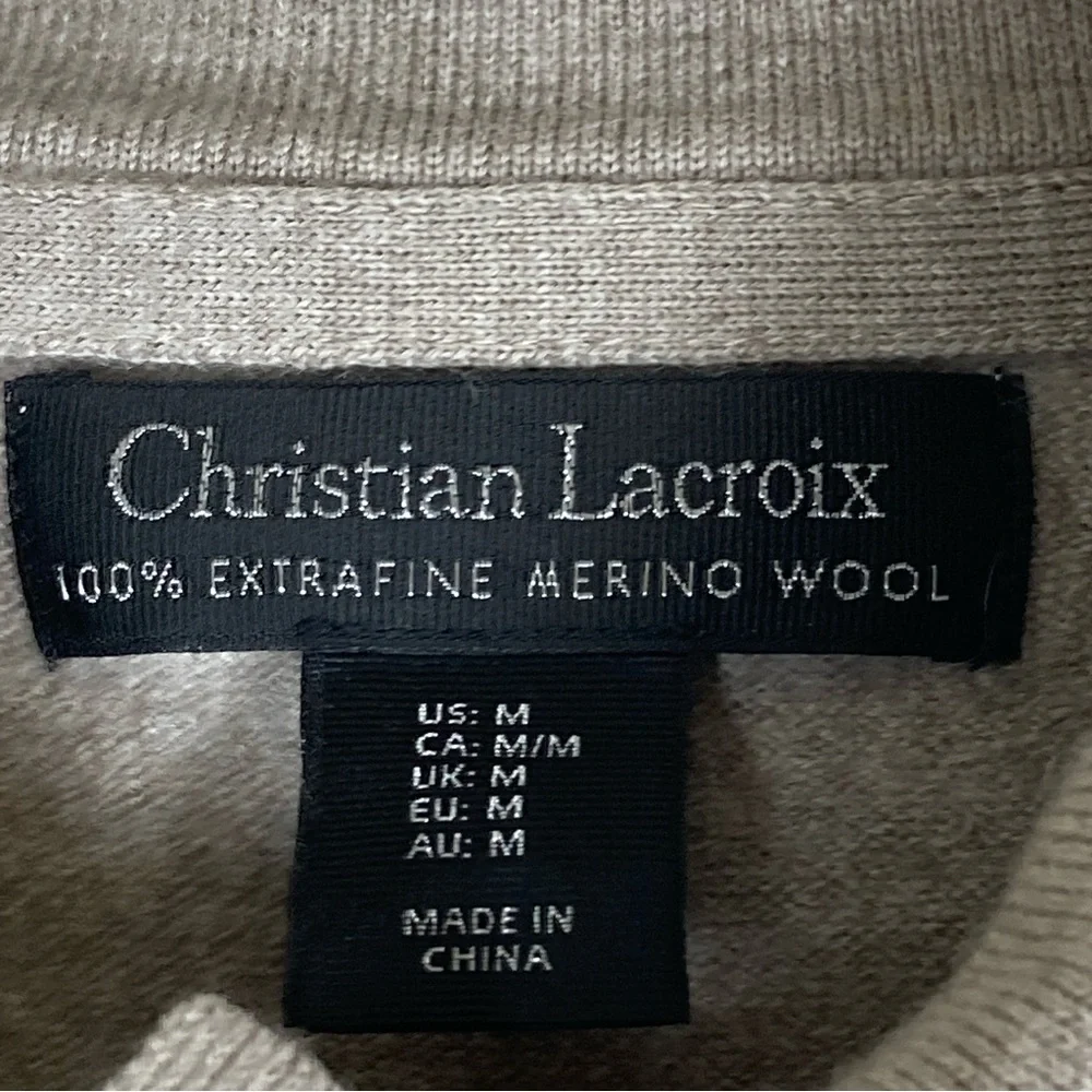 Christian Lacroix Shirt Sweater Men’s Beige Size M Extra fino Merino Wool - Picture 4 of 16